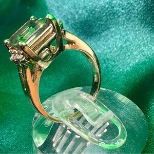 14K Yellow Gold Mystic Topaz & Diamond Accent Ring 4.74g